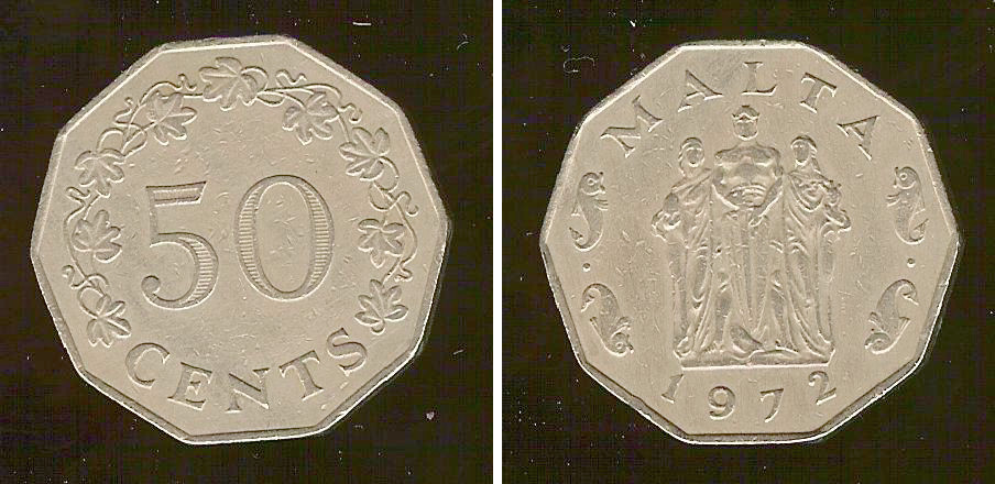 Malta 50 cents 1975 gVF